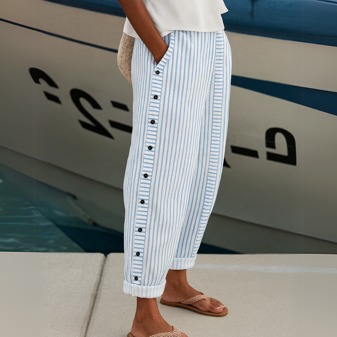 Caitlin | Pantalones elegantes de rayas con botones