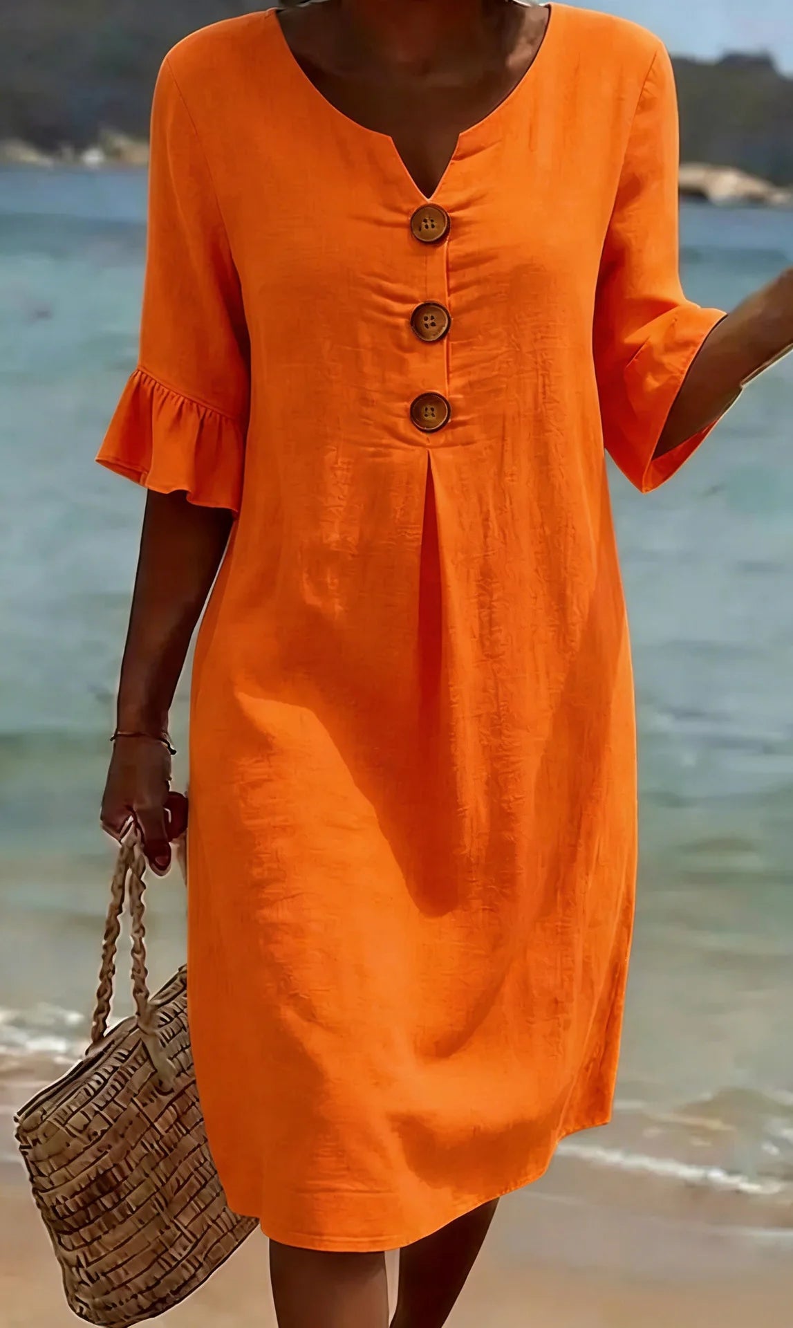 Alma™ | Vestido lino abullonado