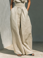 Elena – conjunto minimalista de top sin mangas y pantalón ancho de algodón y lino