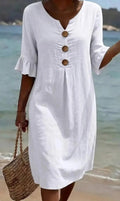 Alma™ | Vestido lino abullonado