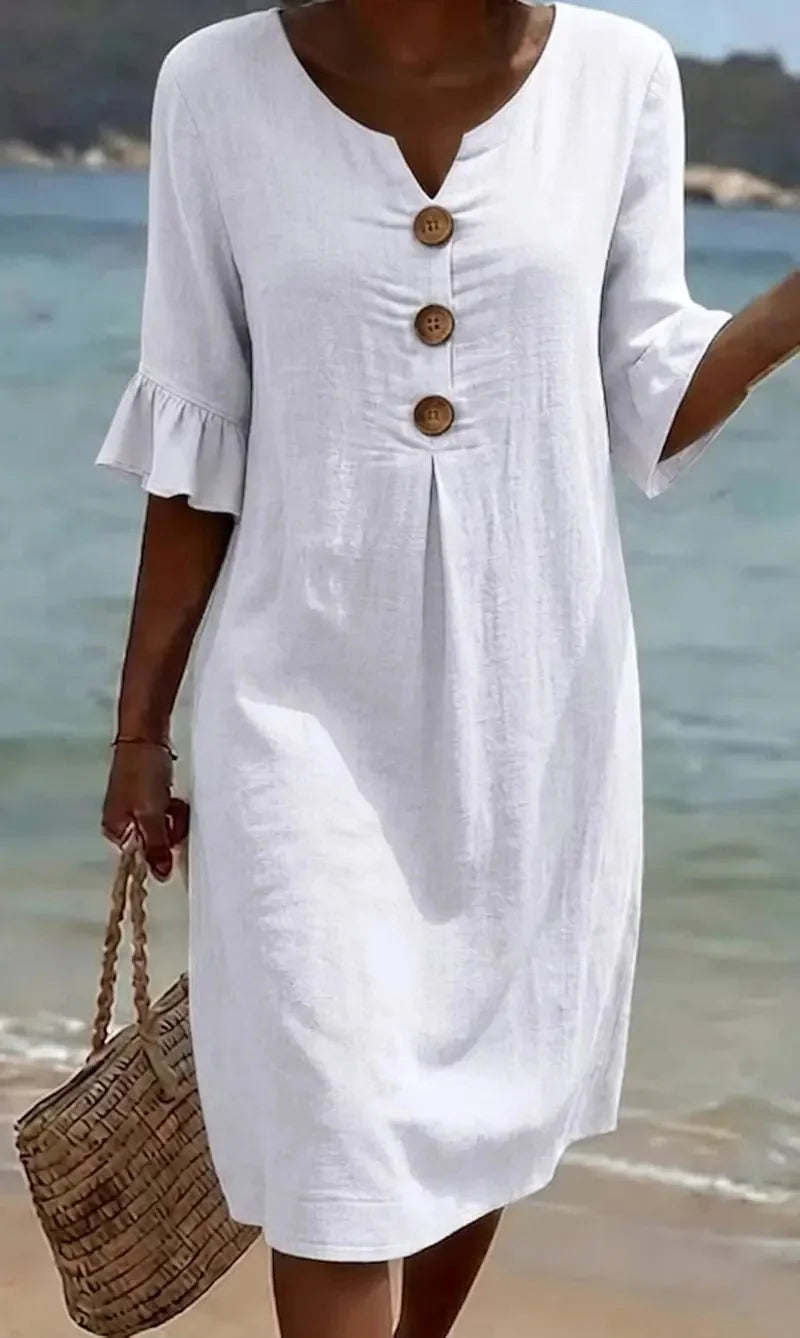 Alma™ | Vestido lino abullonado