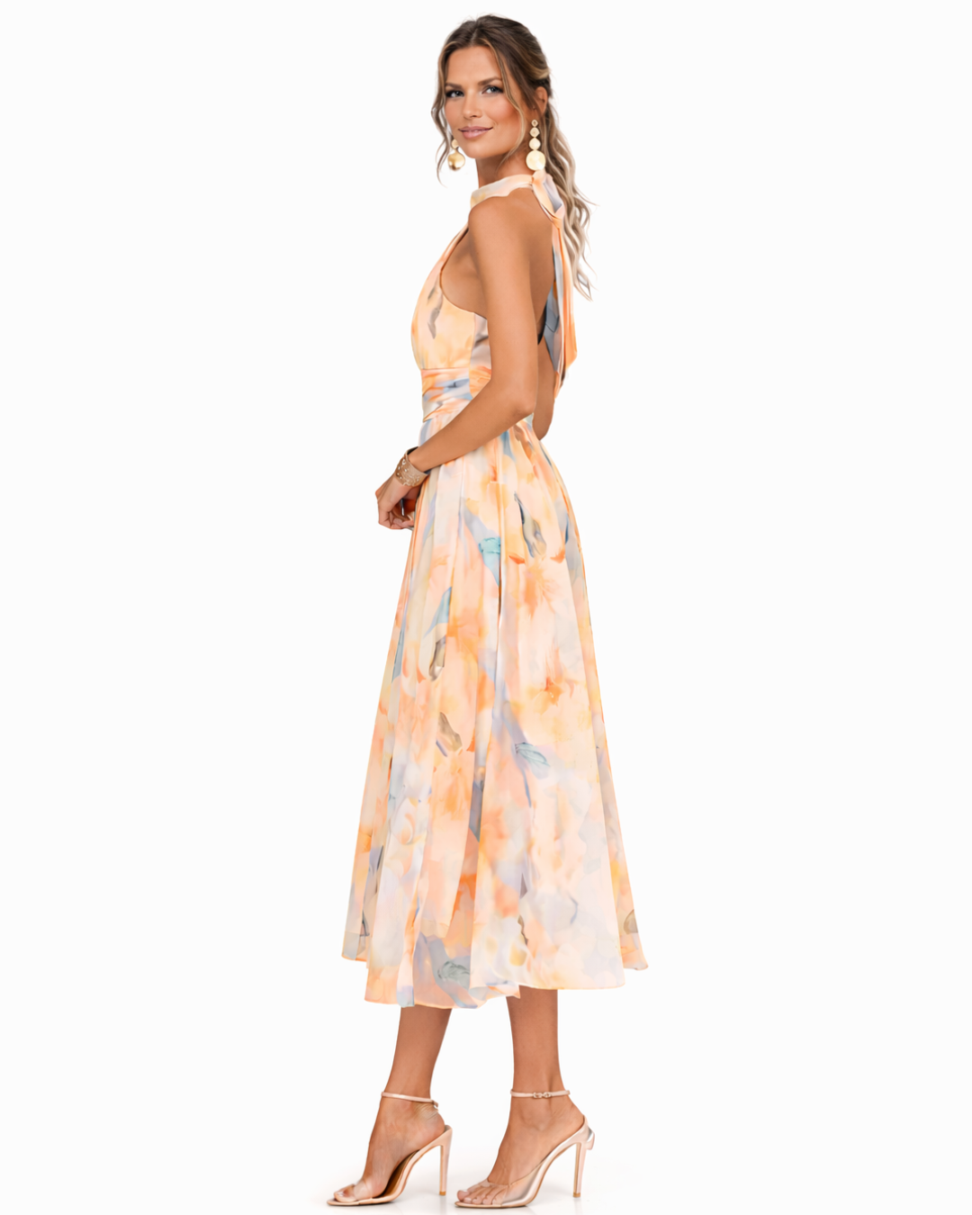 Sofía | Vestido halter con estampado acuarela