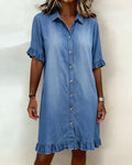 María | Vestido vaquero cómodo con favorecedores pliegues