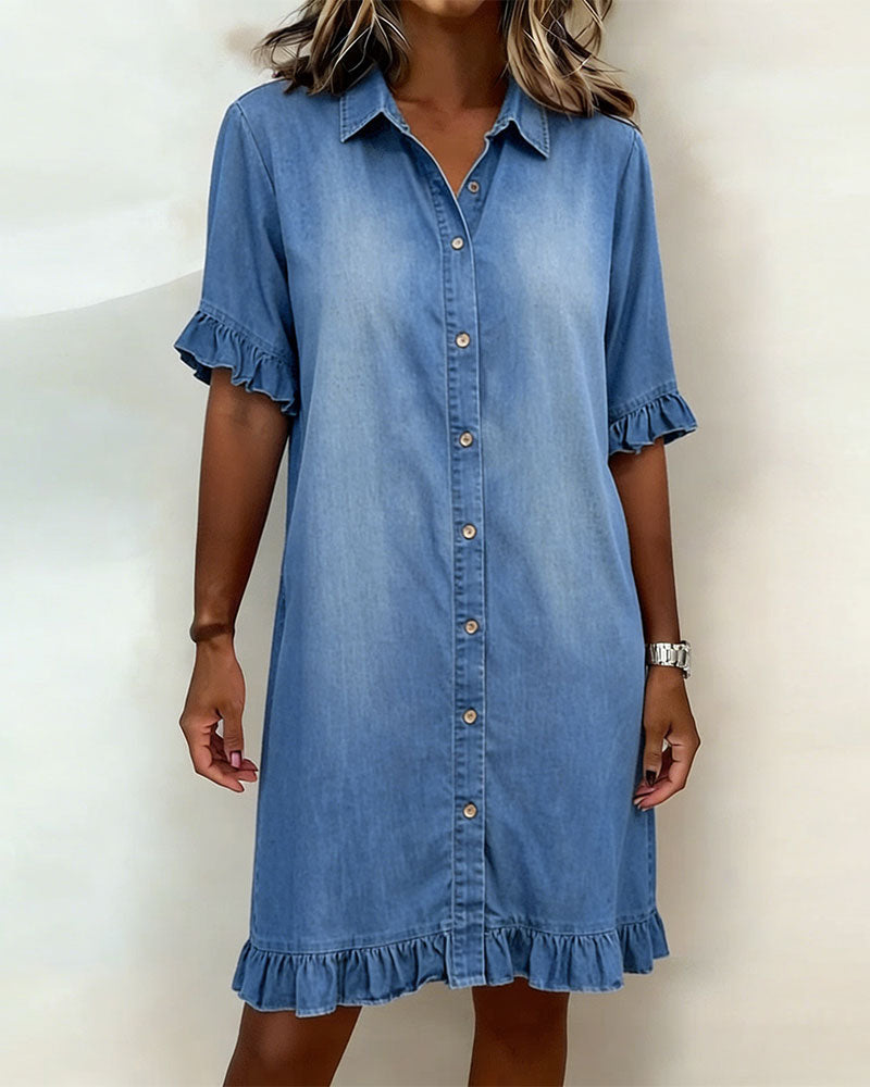 María | Vestido vaquero cómodo con favorecedores pliegues