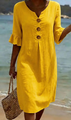 Alma™ | Vestido lino abullonado