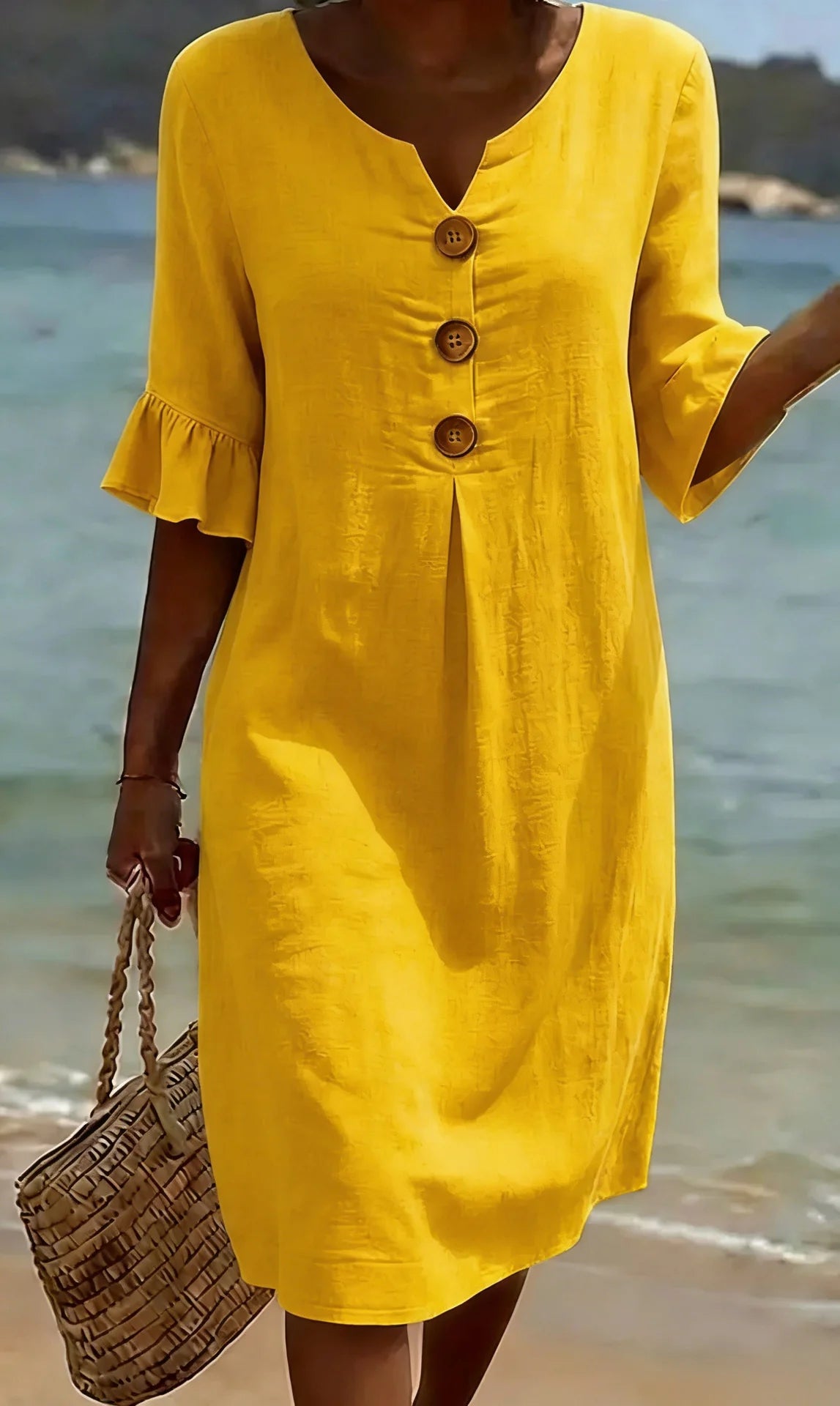 Alma™ | Vestido lino abullonado