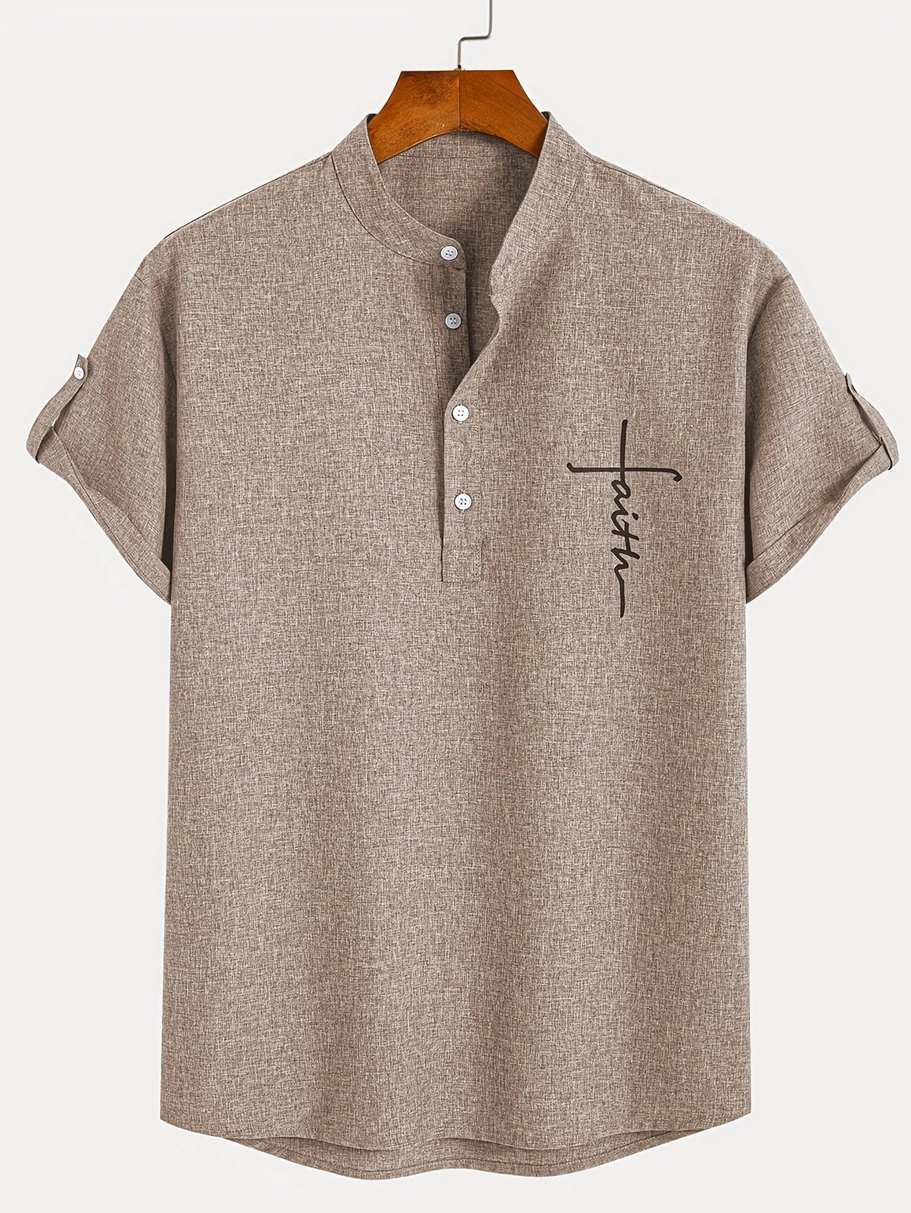 Nova | Camisa elegante de manga corta con cuello alto