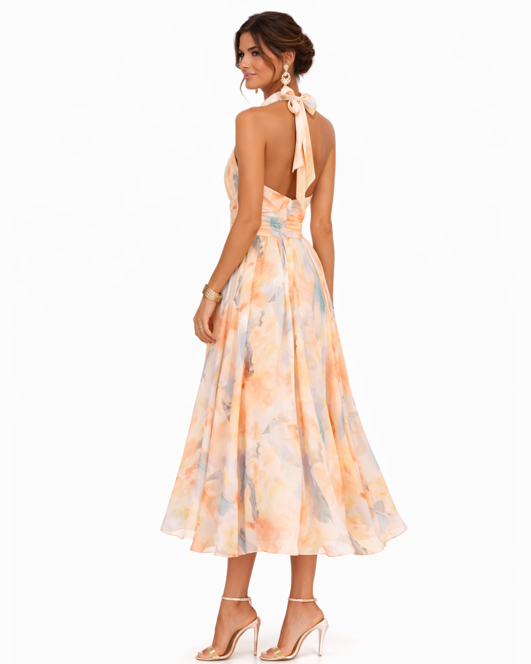 Sofía | Vestido halter con estampado acuarela