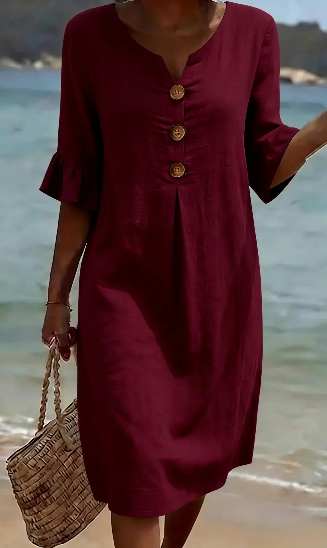 Alma™ | Vestido lino abullonado