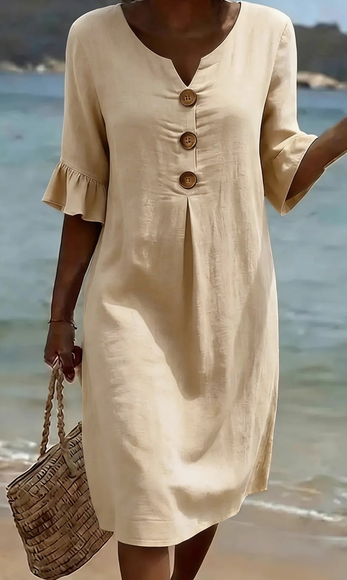 Alma™ | Vestido lino abullonado