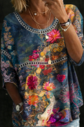Nicole | Blusa vaquera vintage con estampado floral