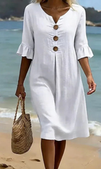 Alma™ | Vestido lino abullonado