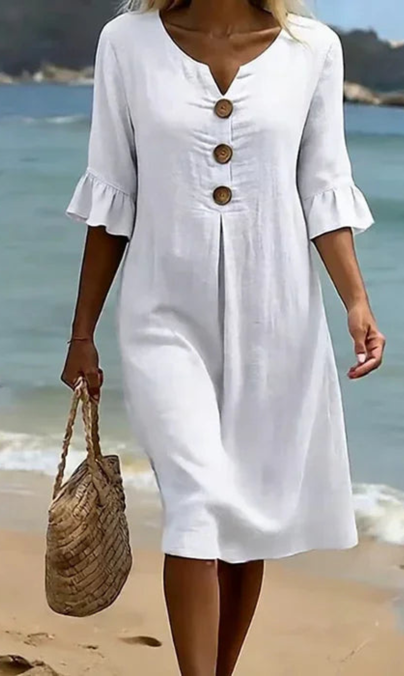 Alma™ | Vestido lino abullonado