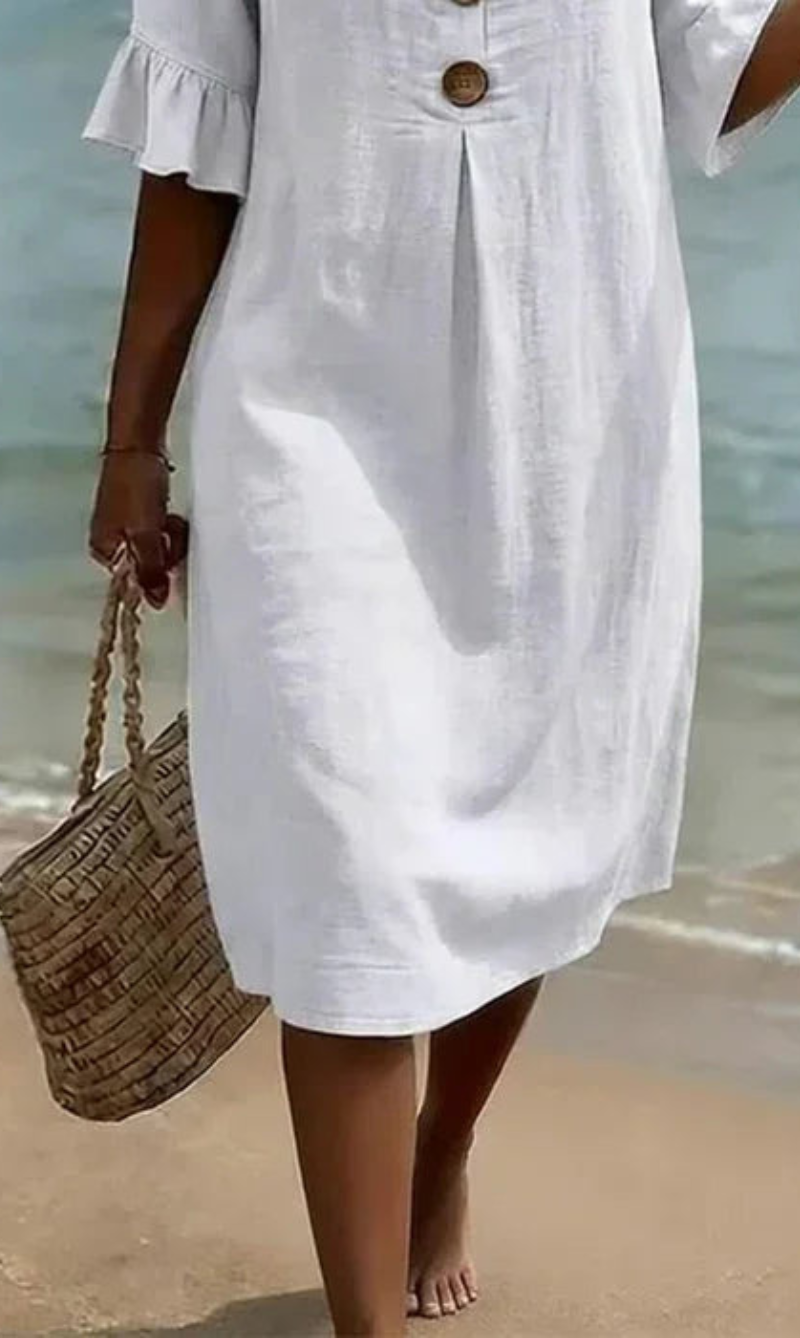 Alma™ | Vestido lino abullonado