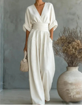 Daniela - Mono elegante de escote en V y pierna ancha