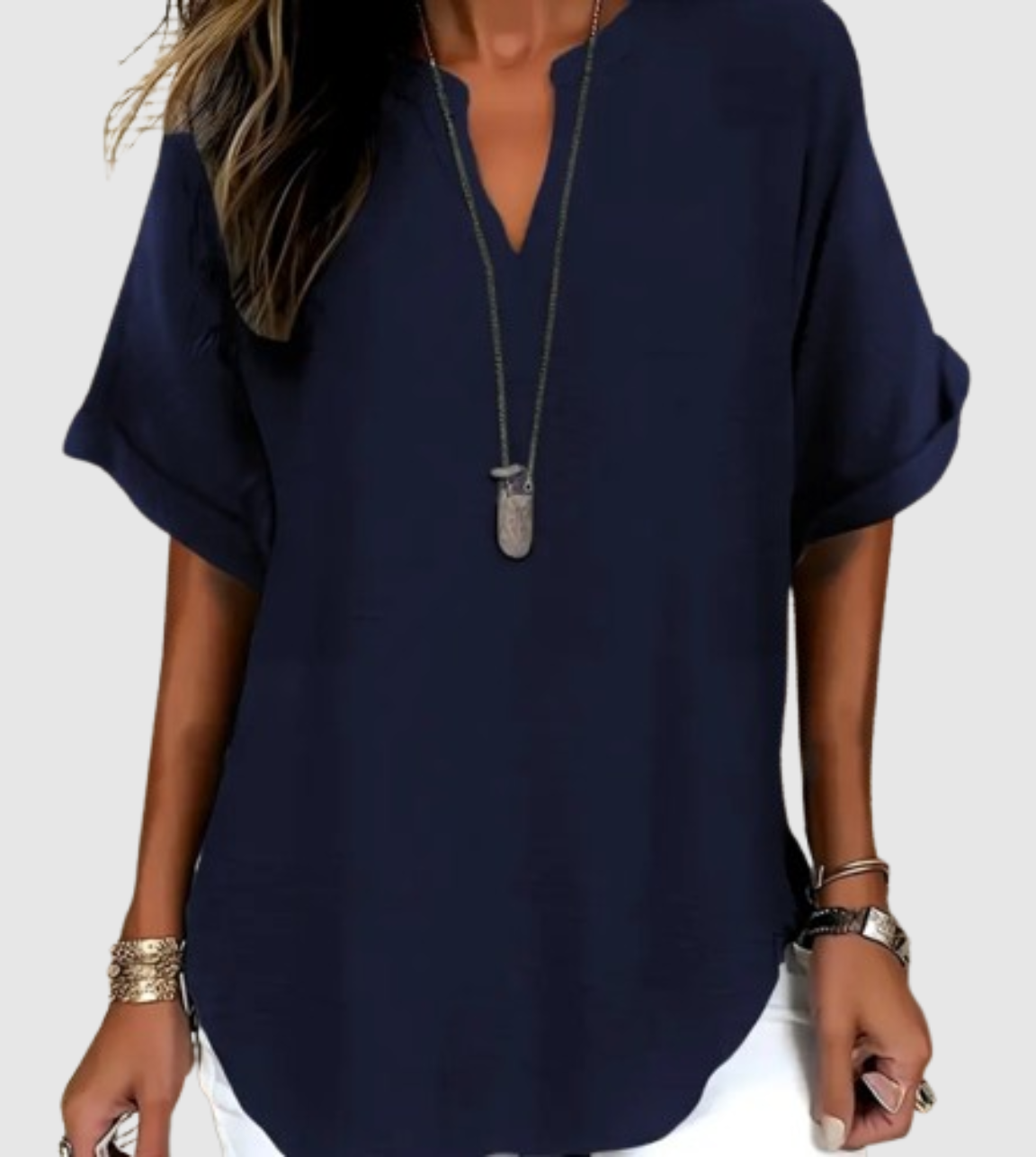 Blusa de manga corta de color liso holgada