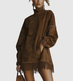 Amalia | Vestido cuello alto y flecos