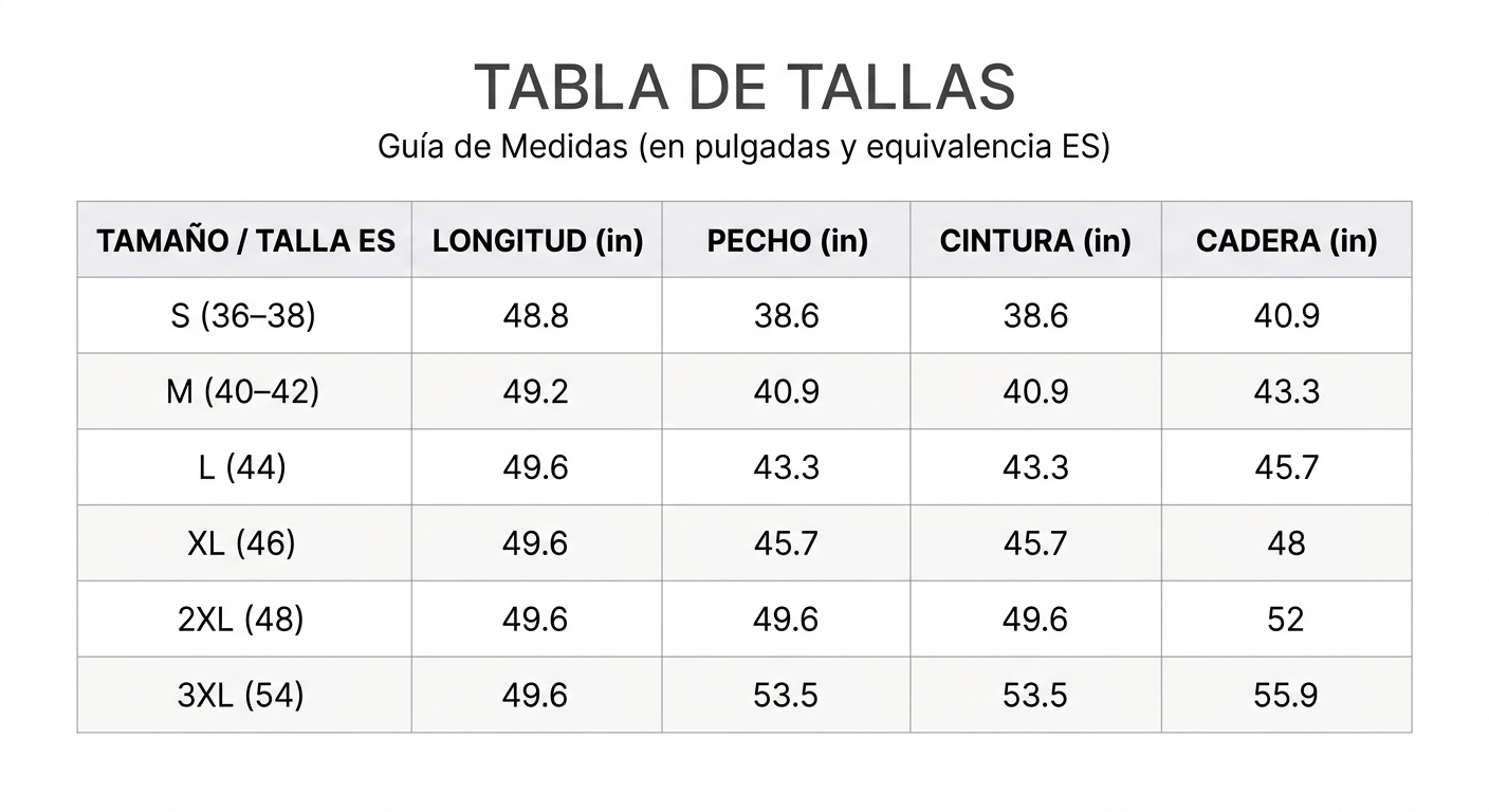 Guía de tallas