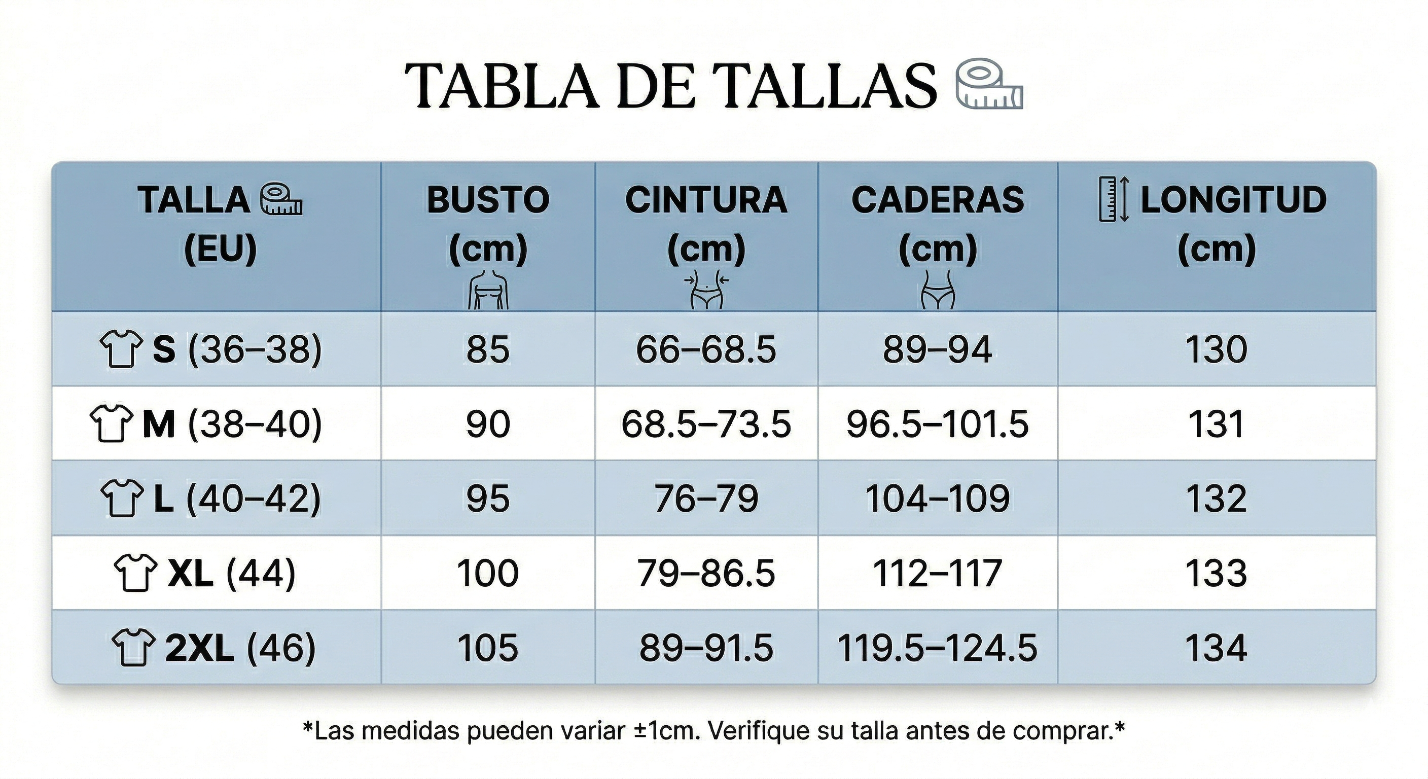 Guía de tallas
