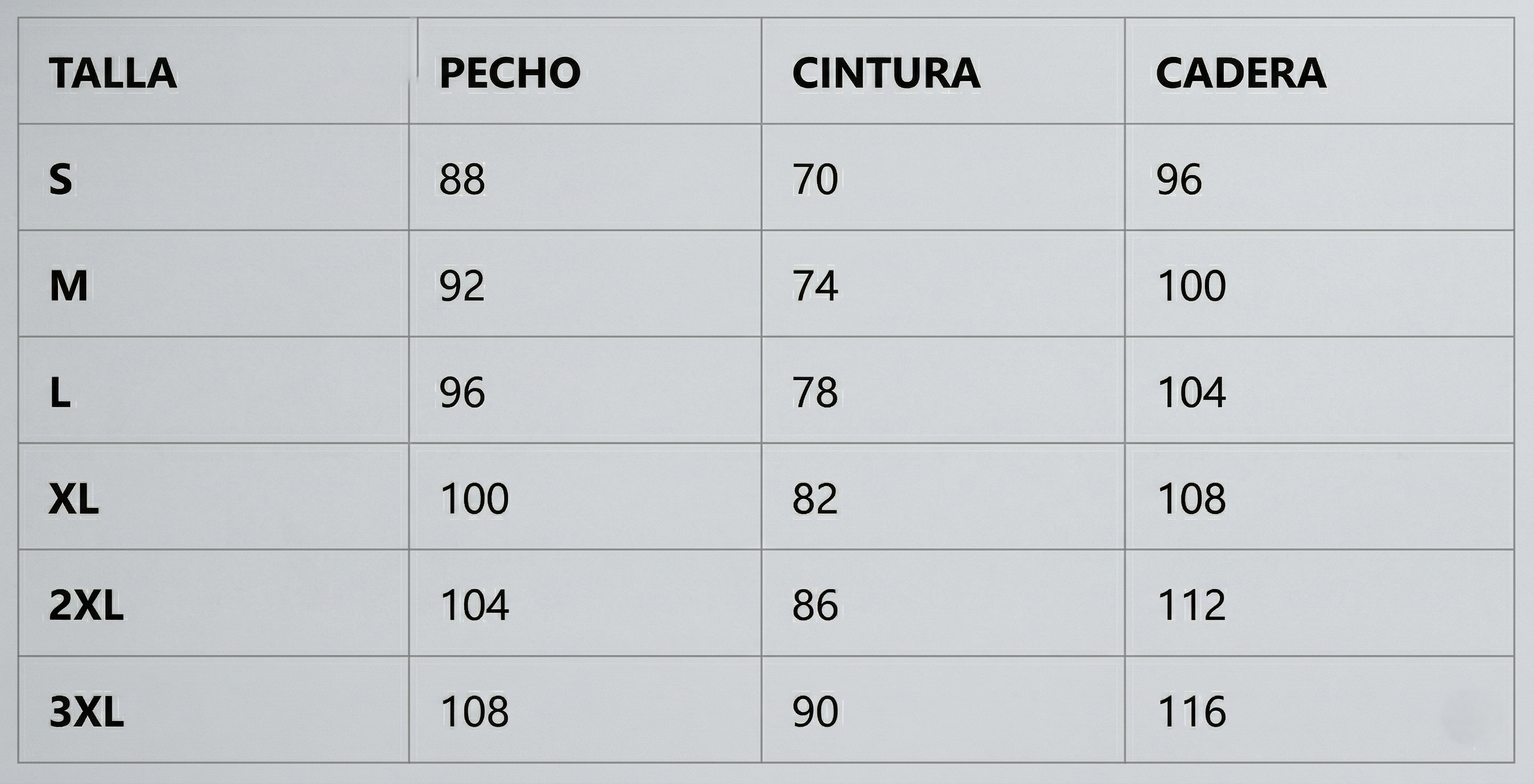 Guía de tallas