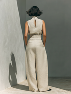 Elena – conjunto minimalista de top sin mangas y pantalón ancho de algodón y lino
