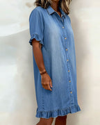 María | Vestido vaquero cómodo con favorecedores pliegues