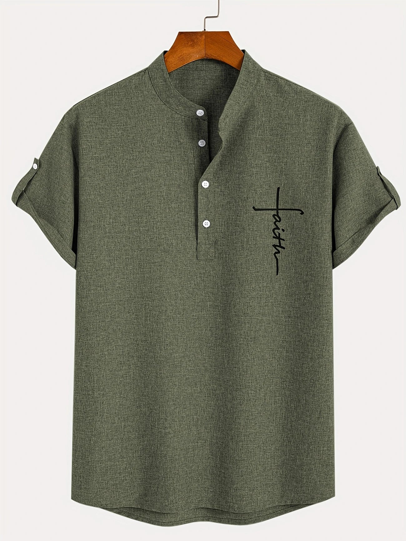 Nova | Camisa elegante de manga corta con cuello alto