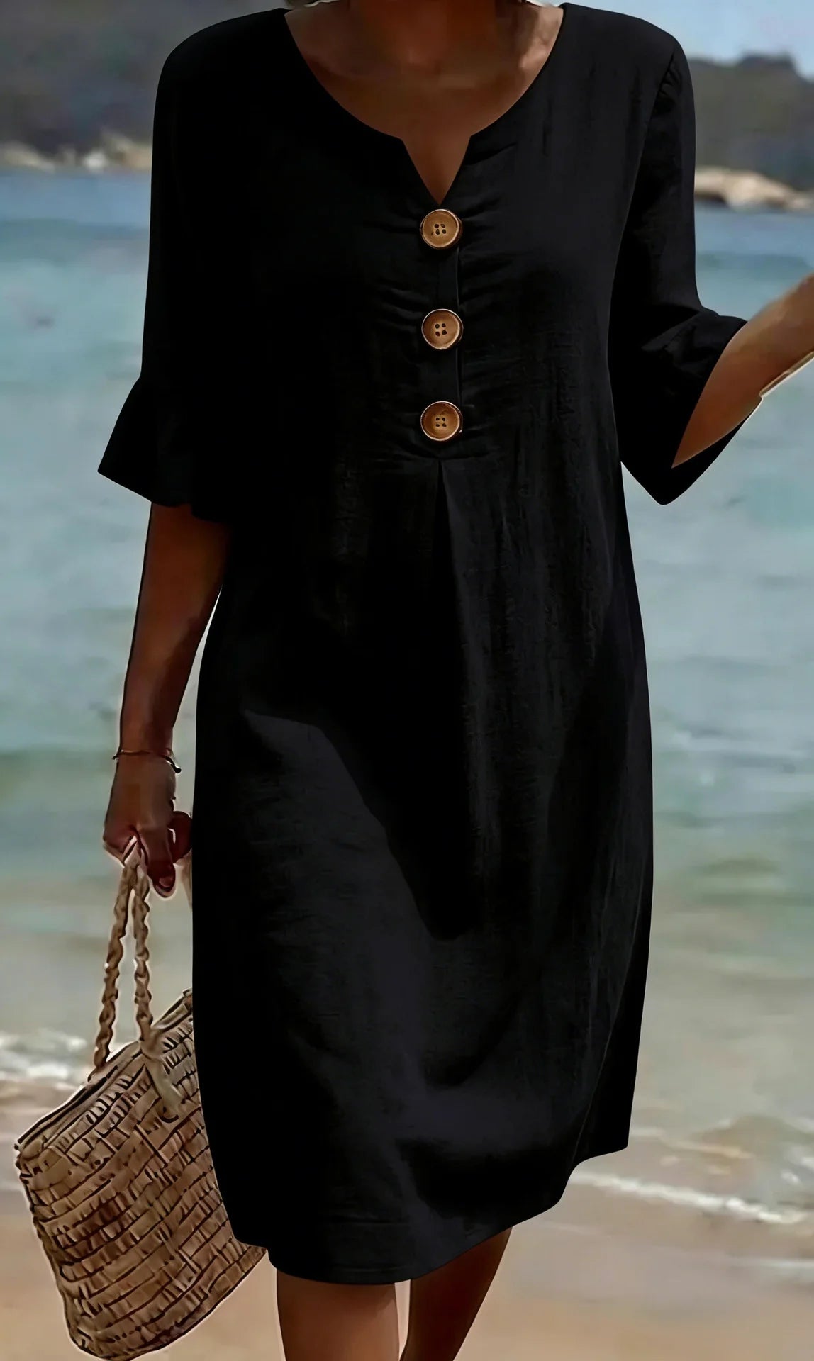 Alma™ | Vestido lino abullonado