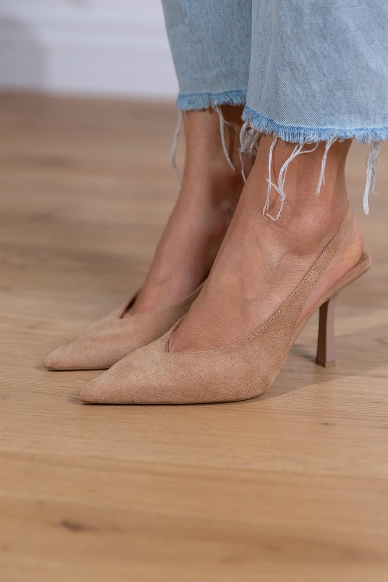Marlena™ | Tacones bajos color nude